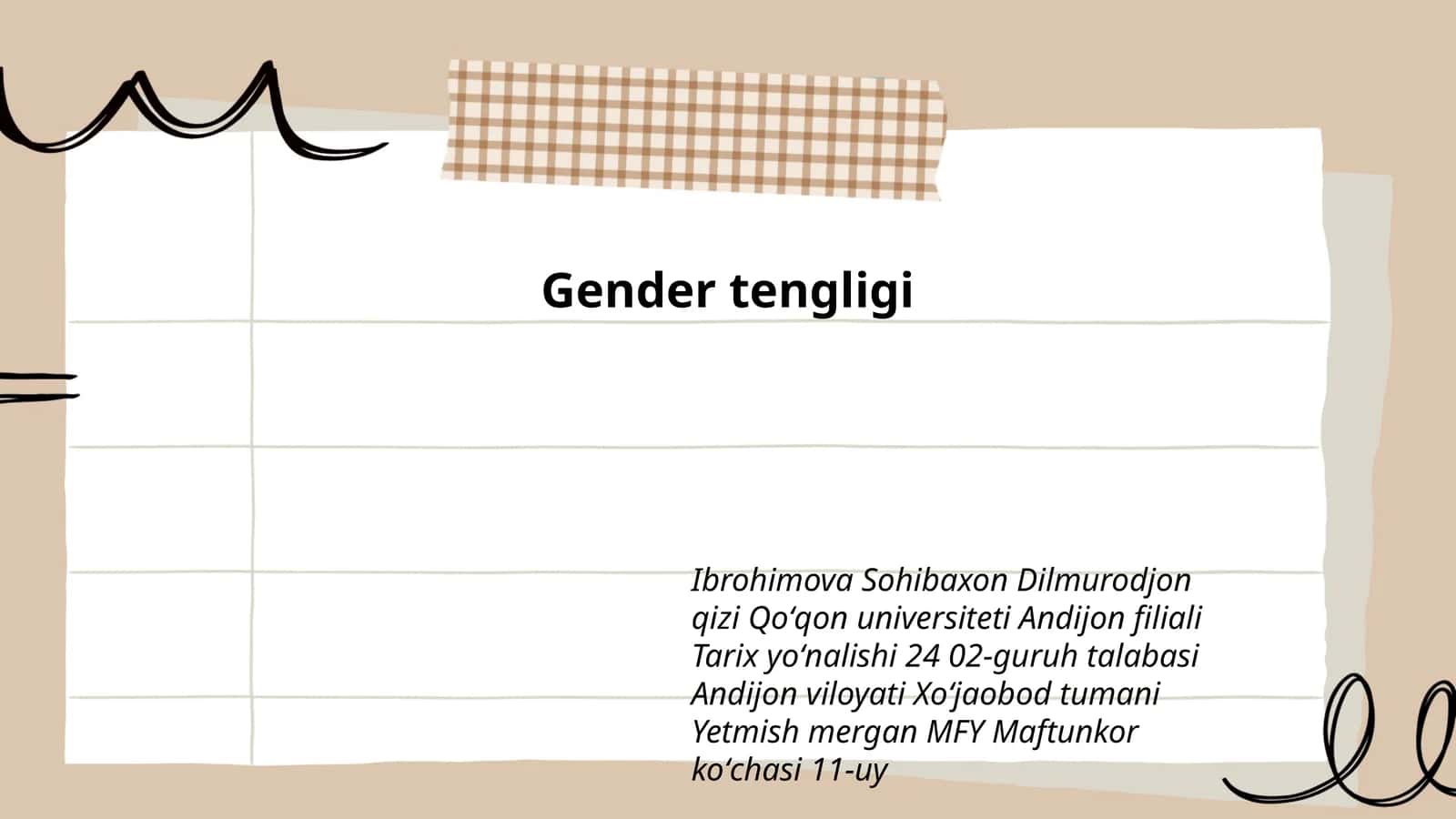 Gender tengligi 1