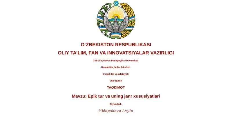 Epik tur va uning janr xususiyatlari 1