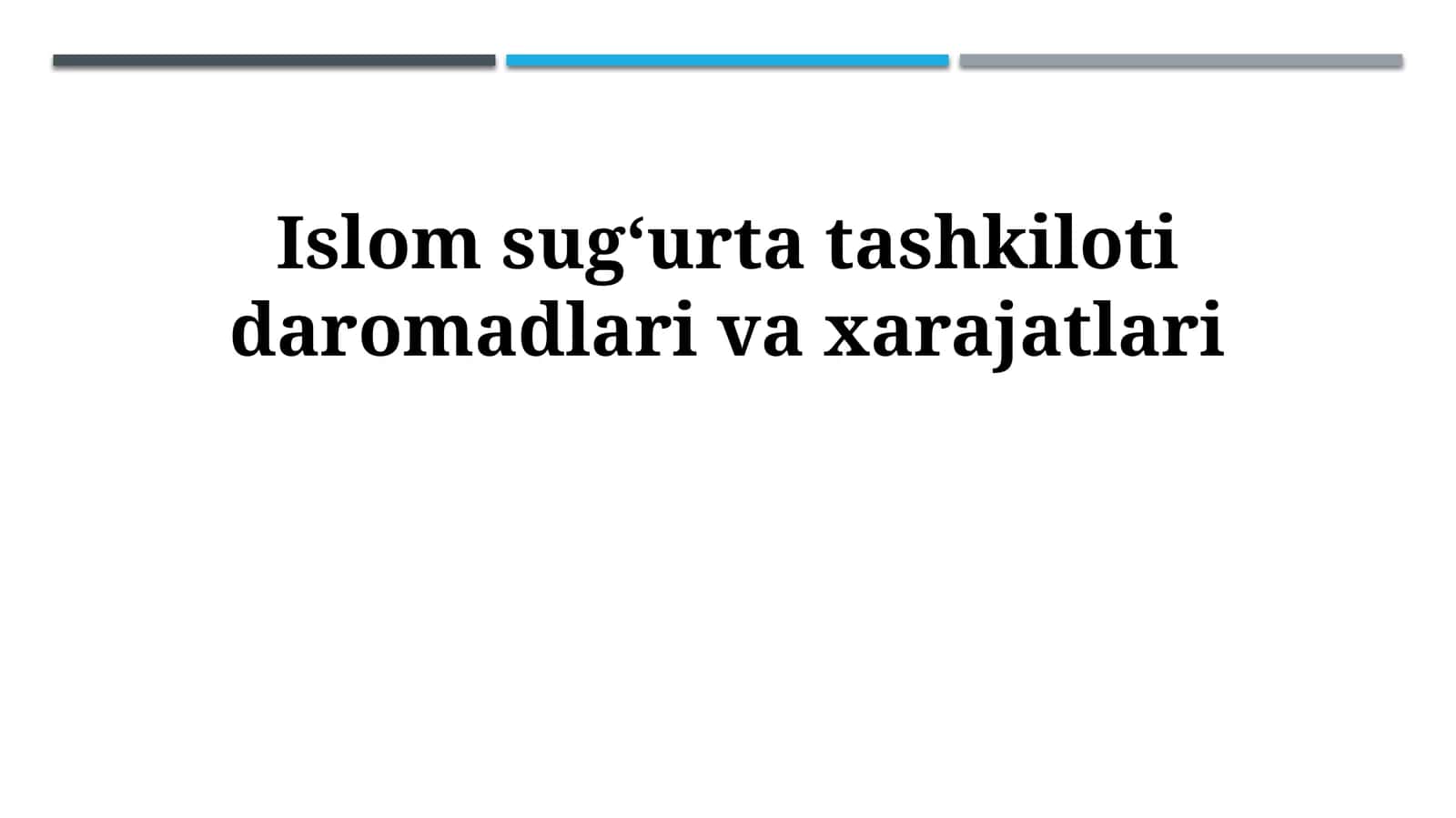 Islom sugʻurta tashkiloti daromadlari va xarajatlari 1