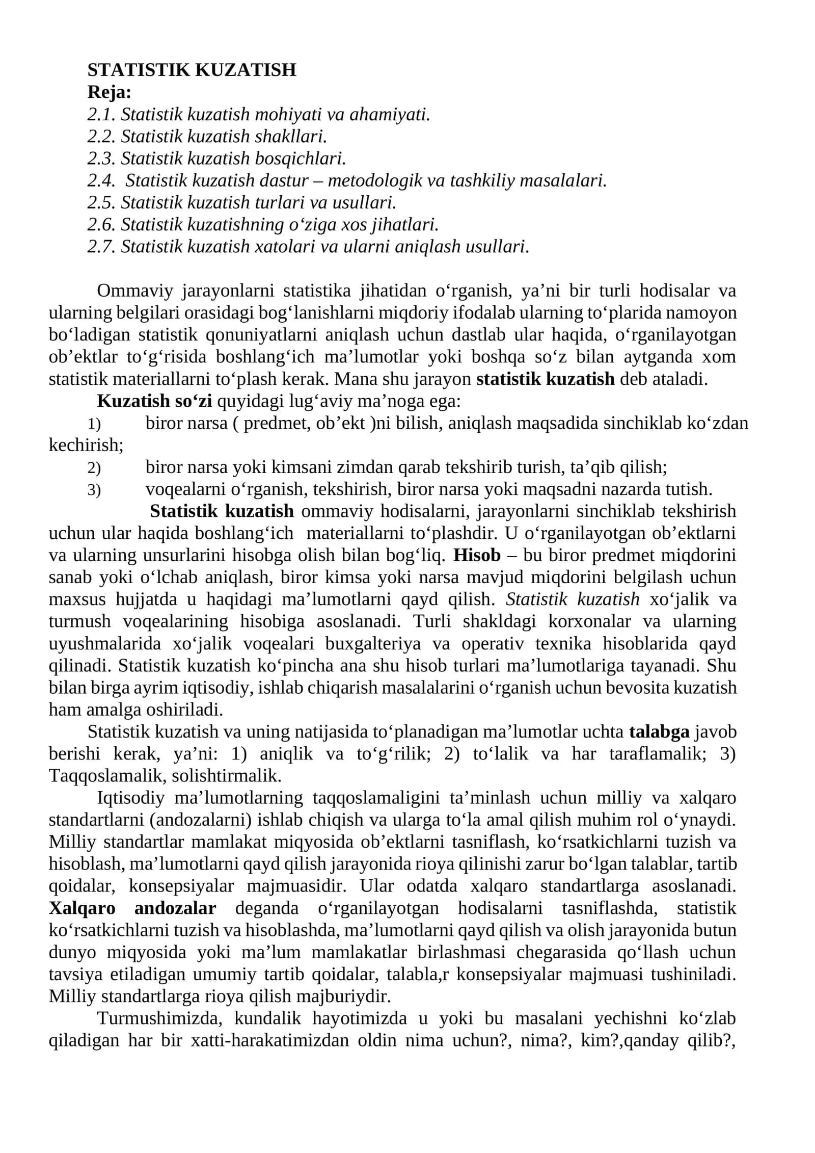 STATISTIK KUZATISH 1