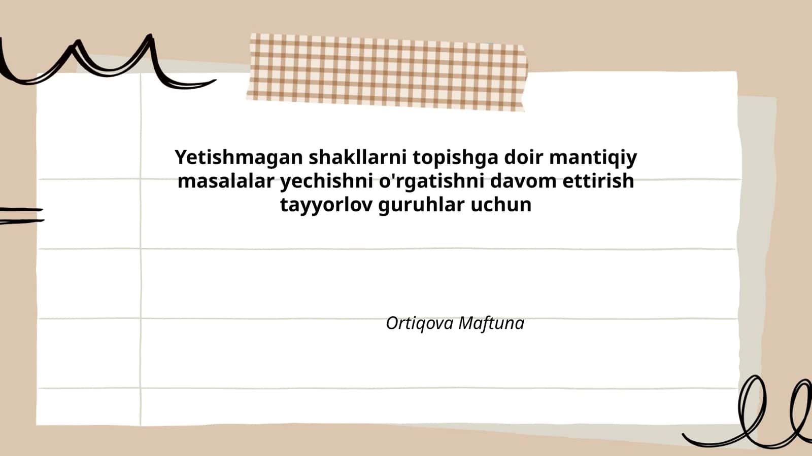 Yetishmagan shakllarni topishga doir mantiqiy masalalar yechishni o'rgatishni davom ettirish tayyorlov guruhlar uchun 1