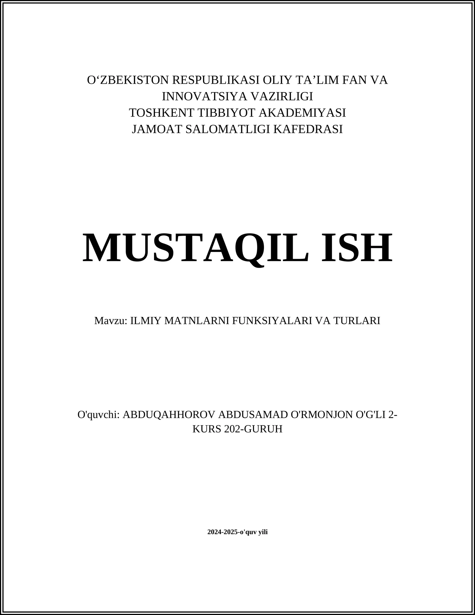 ILMIY MATNLARNI FUNKSIYALARI VA TURLARI 1