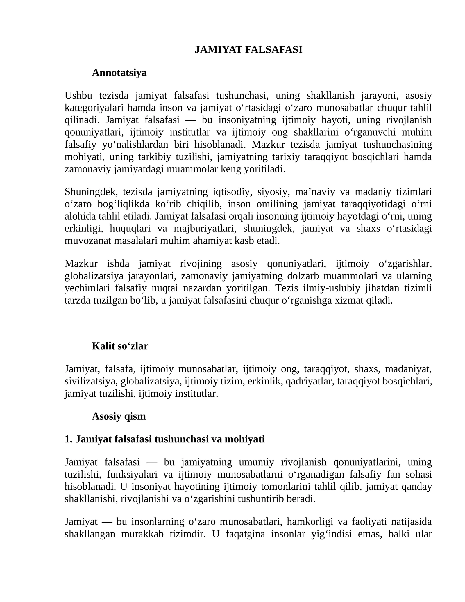 JAMIYAT FALSAFASI 1