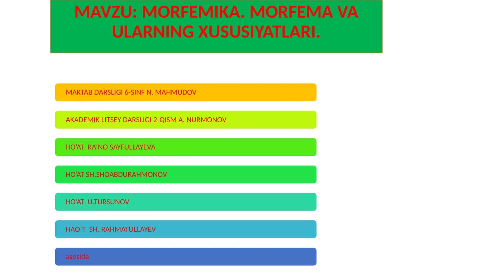 MORFEMIKA. MORFEMA VA ULARNING XUSUSIYATLARI 1