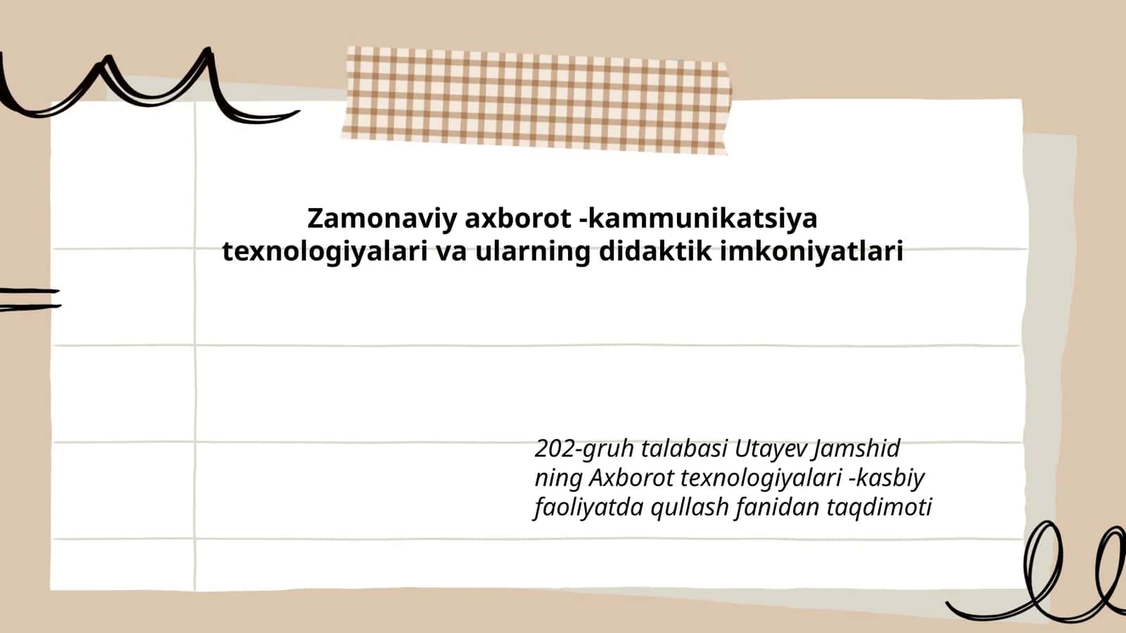 Axborot texnologiyalari -kasbiy faoliyatda qullash fanidan taqdimoti 1