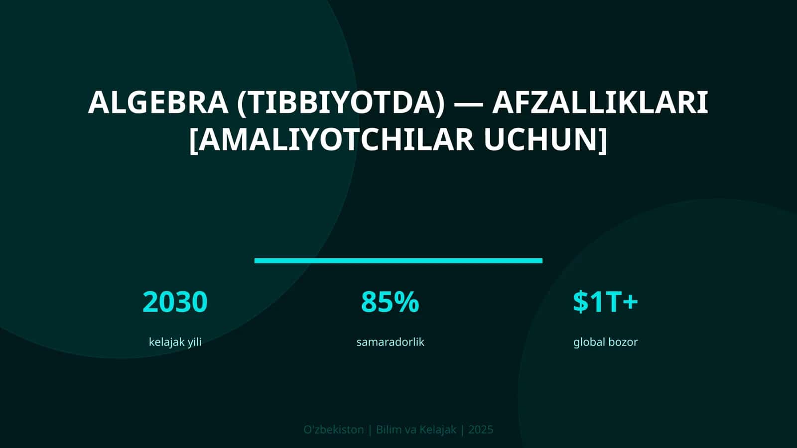 Algebra (tibbiyotda) — afzalliklari [amaliyotchilar uchun] 1