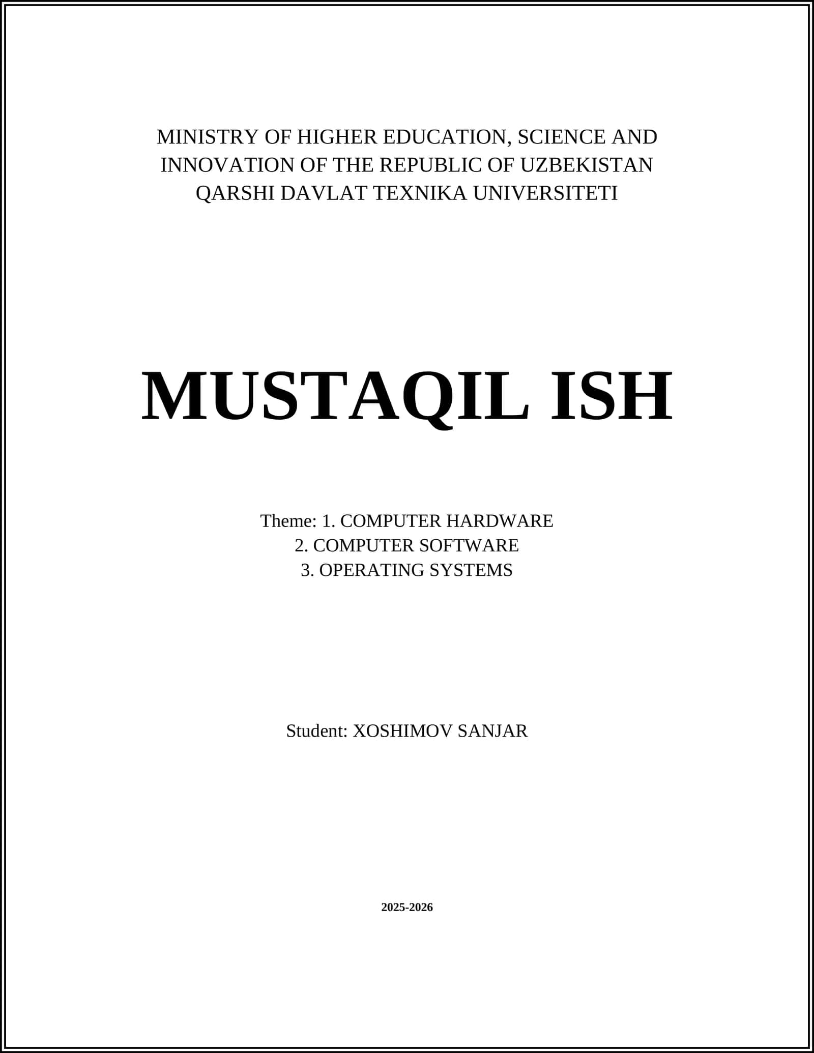 QARSHI DAVLAT TEXNIKA UNIVERSITETI 1