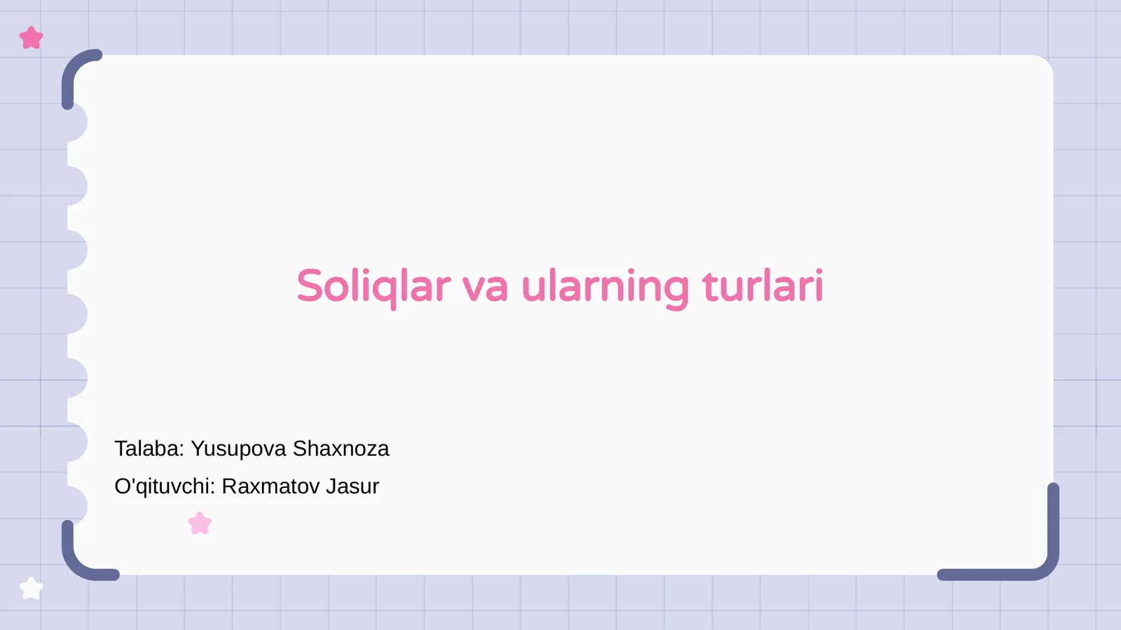 Soliqlar va ularning turlari 1