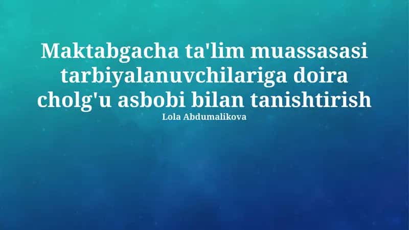 Maktabgacha ta'lim muassasasi tarbiyalanuvchilariga doira cholg'u asbobi bilan tanishtirish 1