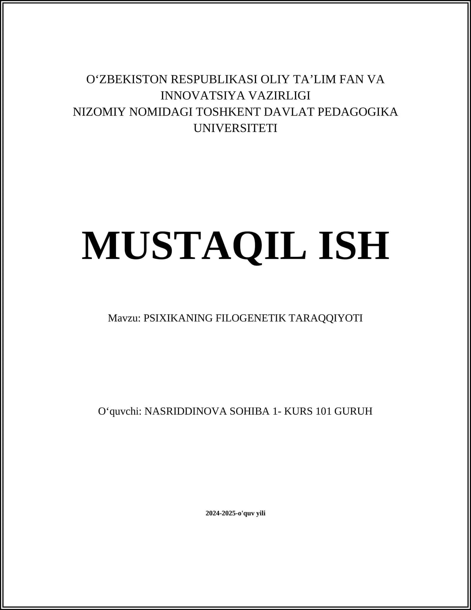 PSIXIKANING FILOGENETIK TARAQQIYOTI 1