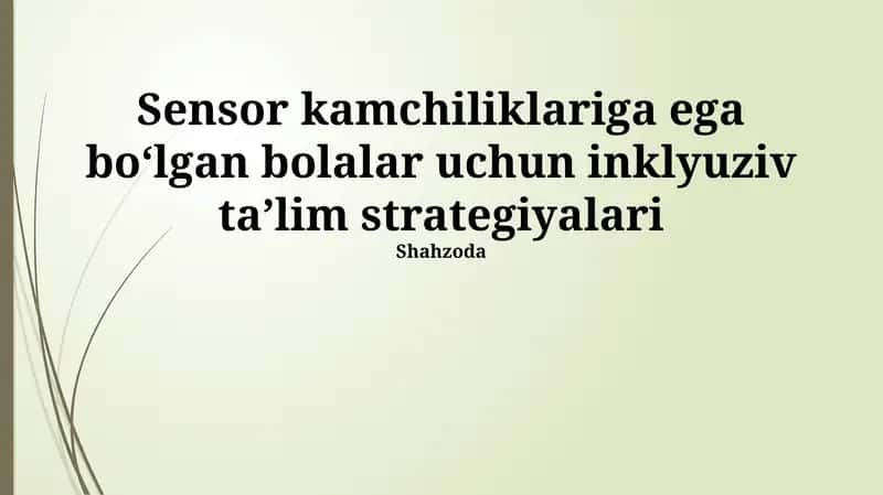 Sensor kamchiliklariga ega boʻlgan bolalar uchun inklyuziv taʼlim strategiyalari 1