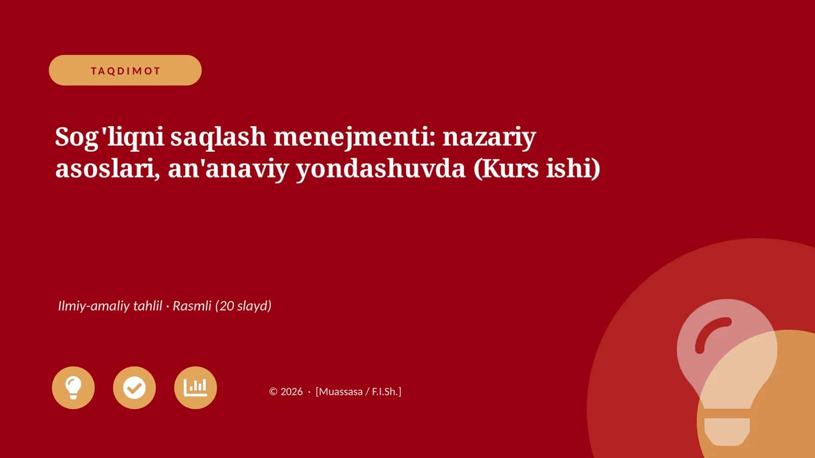 Sog'liqni saqlash menejmenti: nazariy asoslari, an'anaviy yondashuvda (Kurs ishi) 1