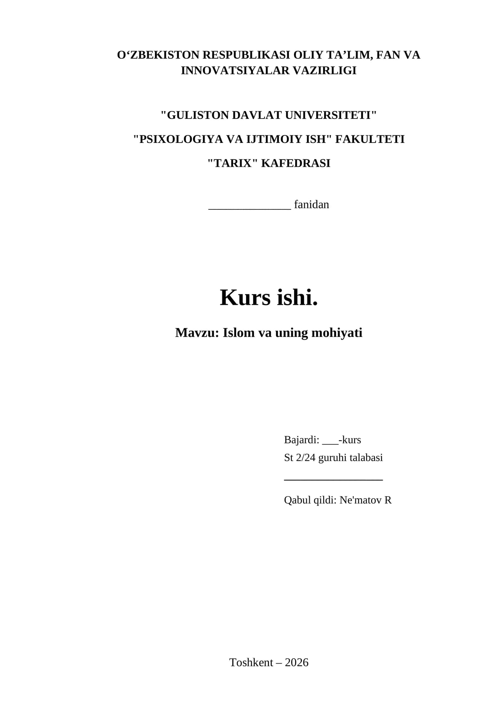 Islom va uning mohiyati 1