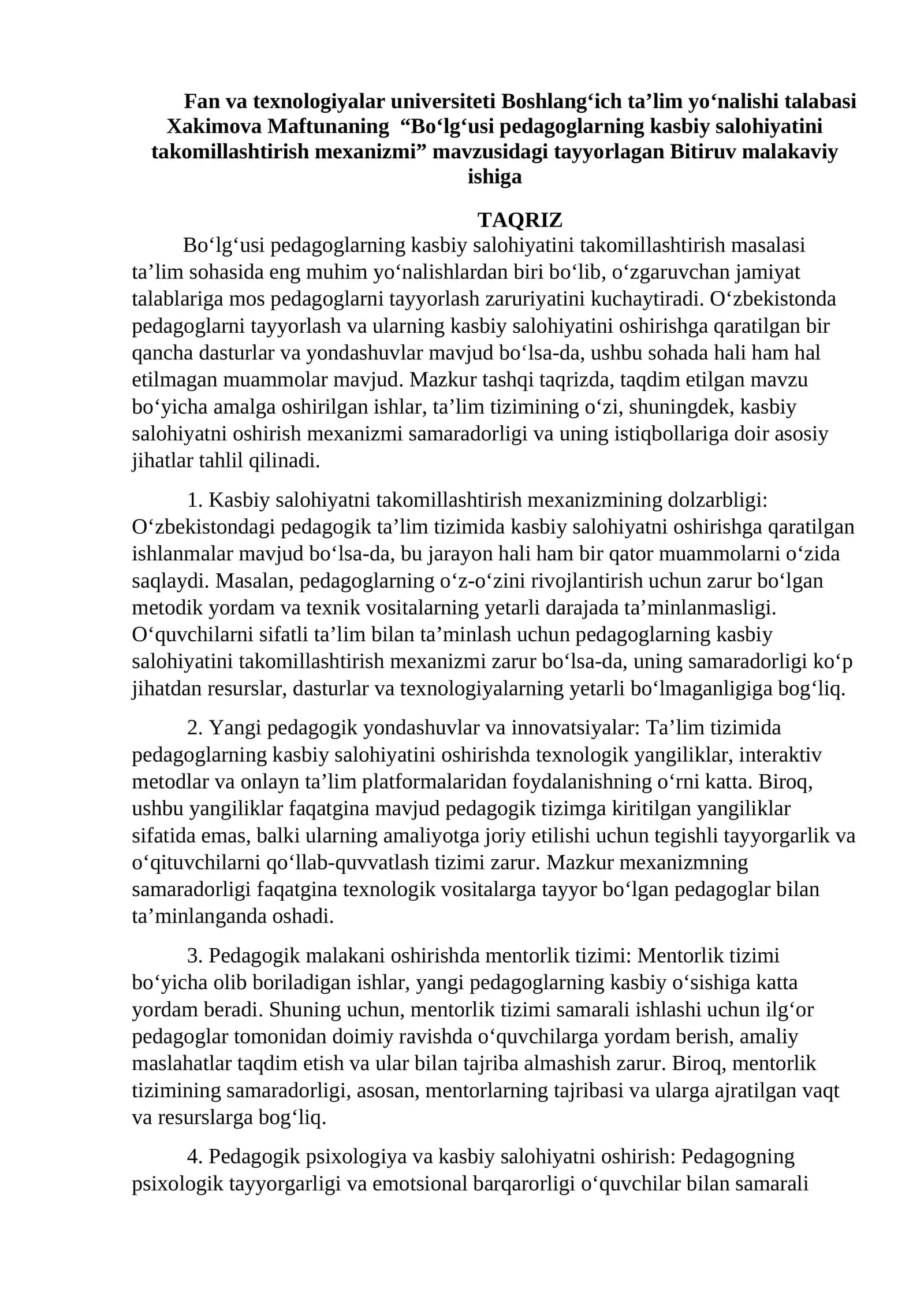 Bo‘lg‘usi pedagoglarning kasbiy salohiyatini takomillashtirish mexanizmi 1