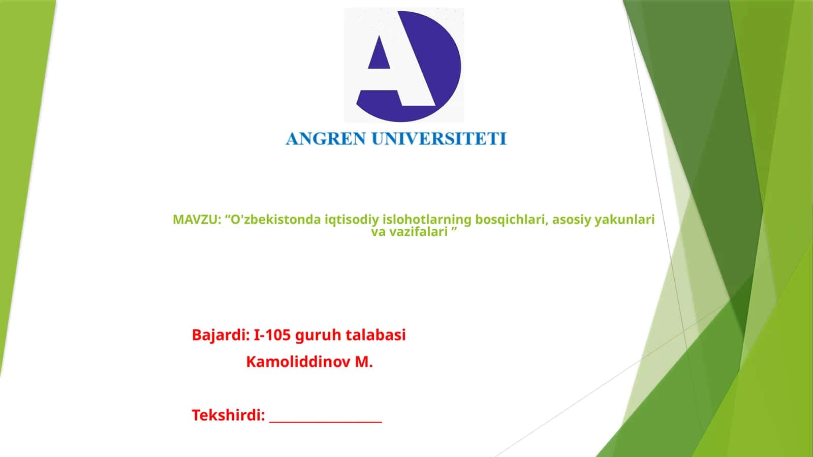 O'zbekiston iqtisodiy islohotlarning bosqichlari, asosiy axborotlar va vazifalari 1