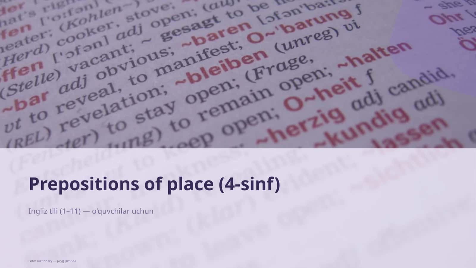 Prepositions of place (4-sinf) 1