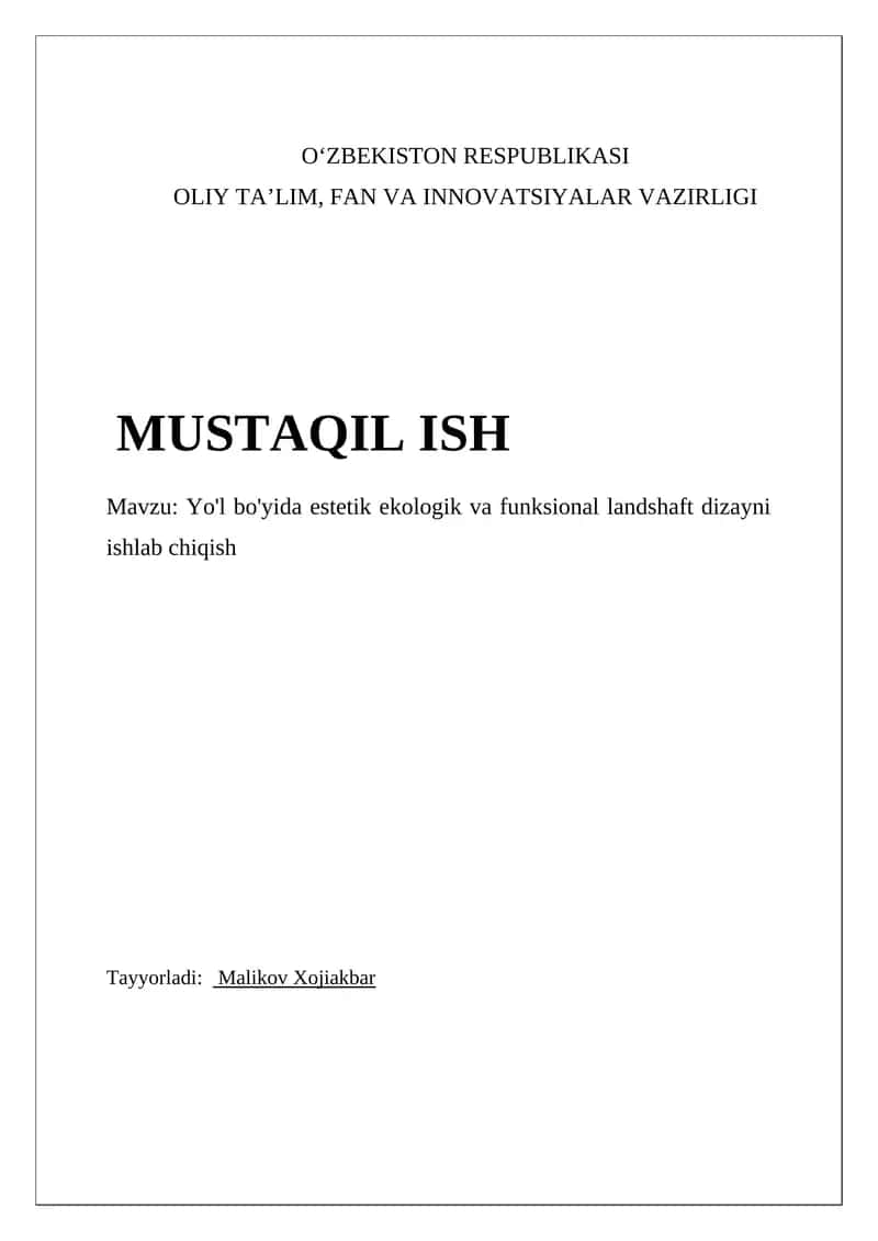 Yo'l bo'yida estetik ekologik va funksional landshaft dizayni ishlab chiqish 1