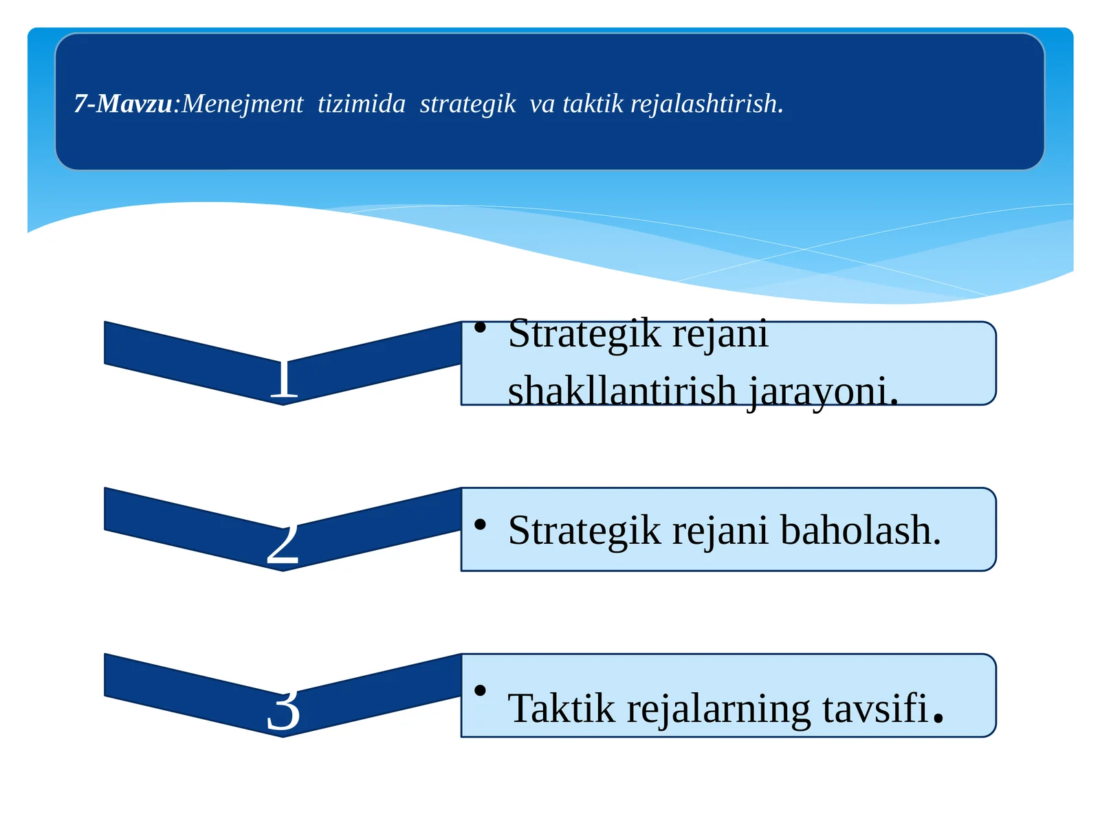 Menejment tizimida strategik va taktik rejalashtirish. 1
