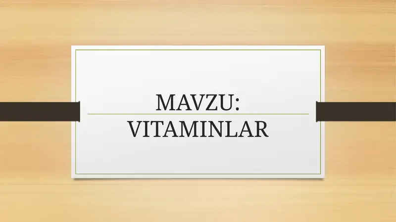 VITAMINLAR 1