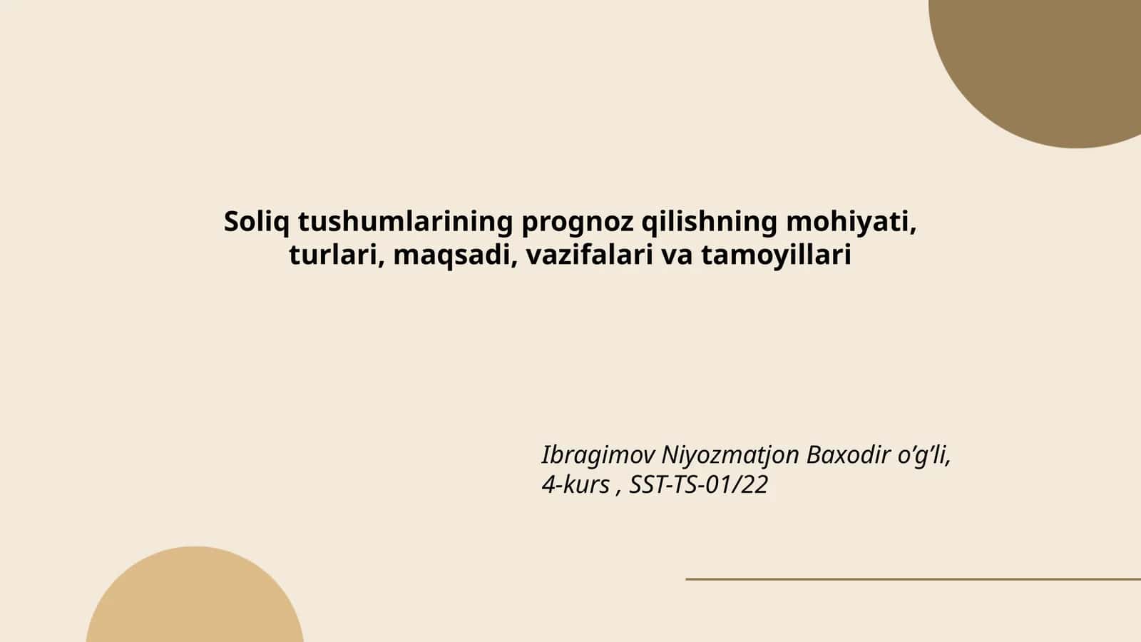 Soliq tushumlarining prognoz qilishning mohiyati 1
