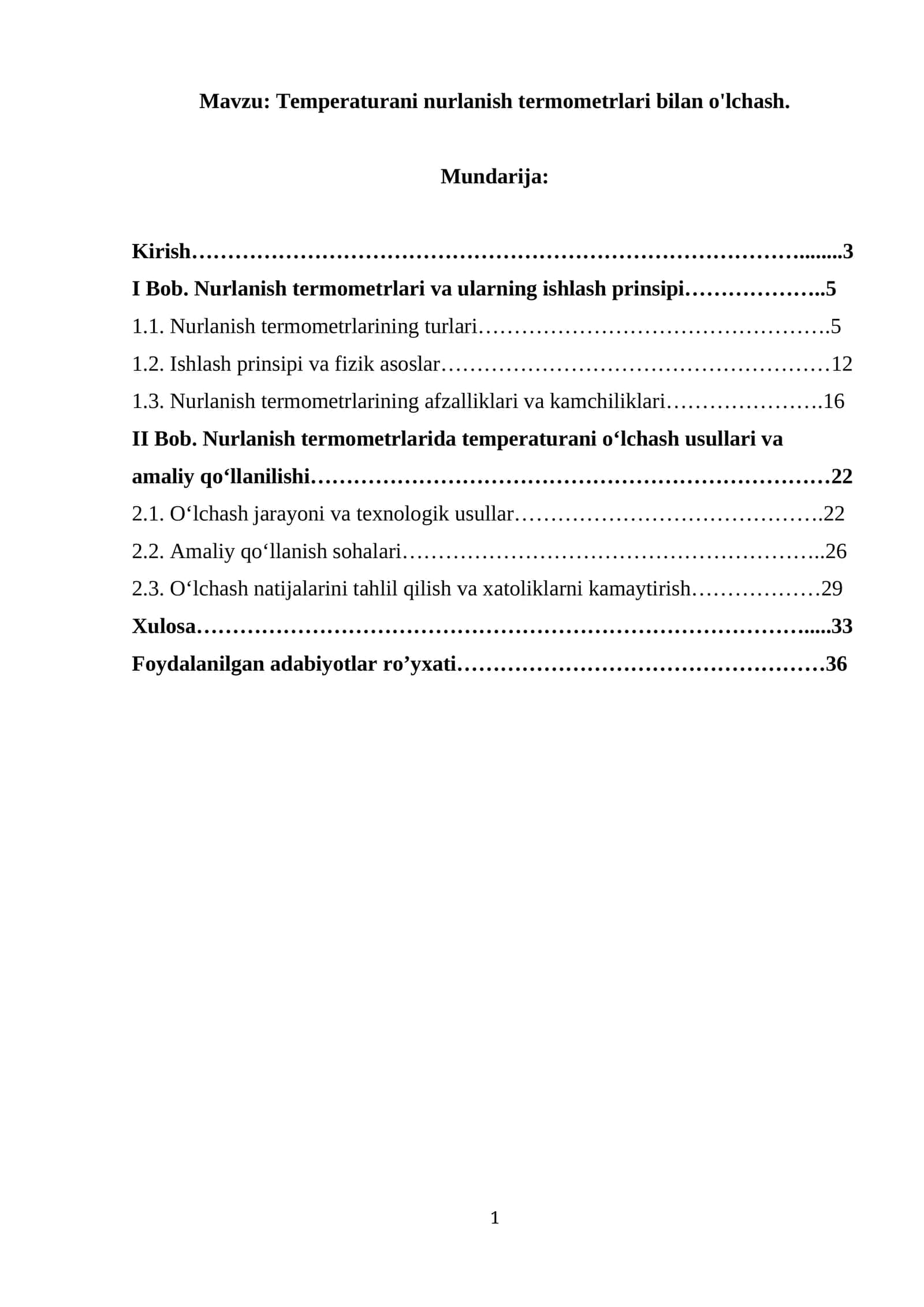Temperaturani nurlanish termometrlari bilan o'lchash 1