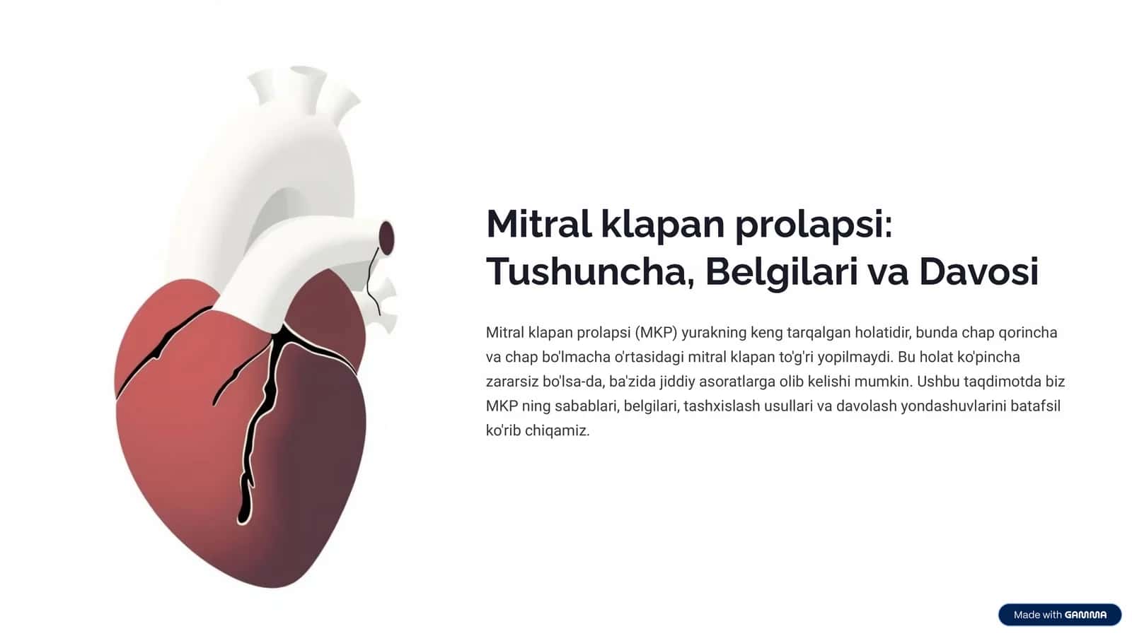 Mitral klapan prolapsi: Tushuncha, Belgilari va Davosi 1