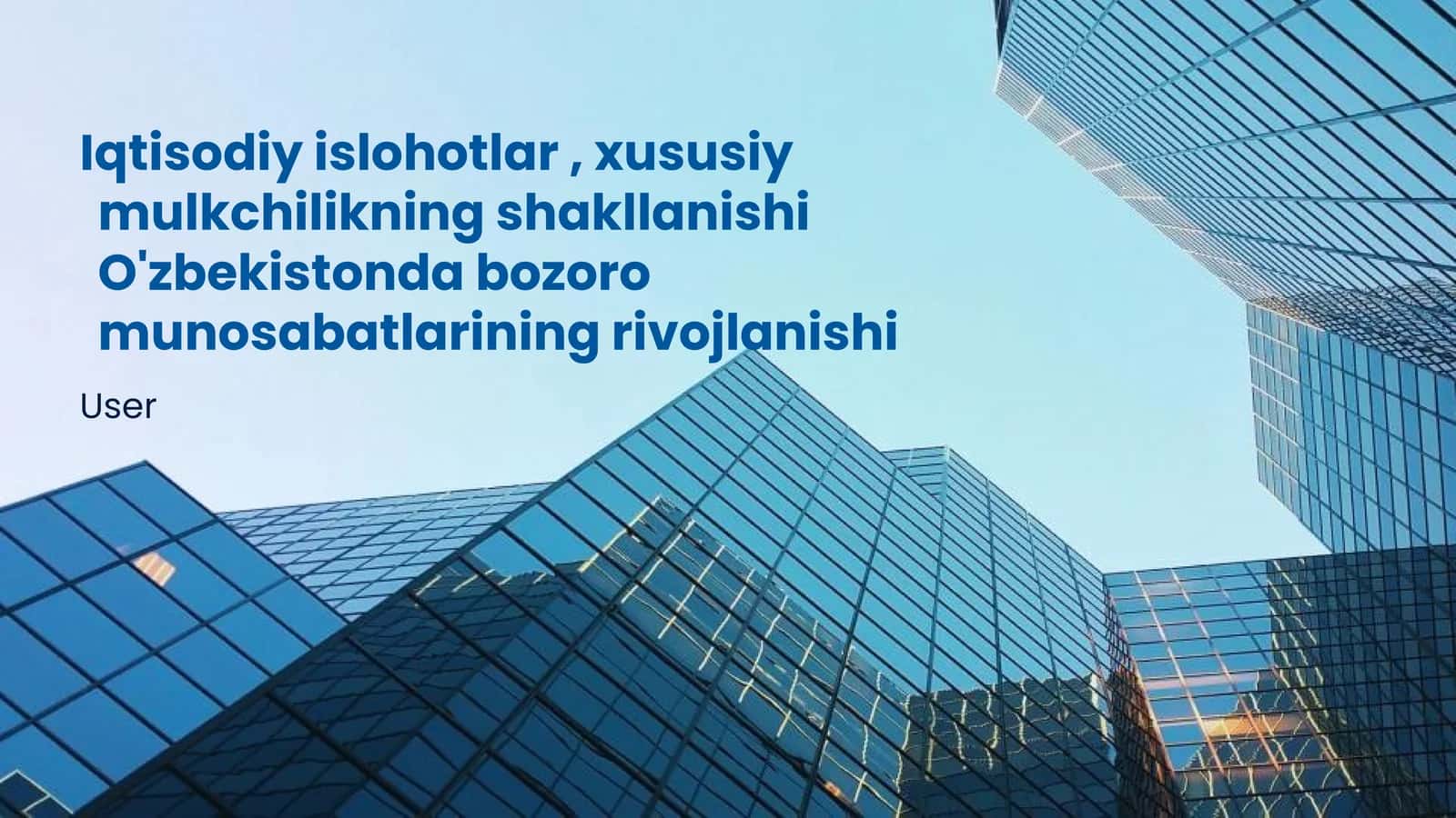 Iqtisodiy islohotlar , xususiy mulkchilikning shakllanishi O'zbekistonda bozoro munosabatlarining rivojlanishi 1