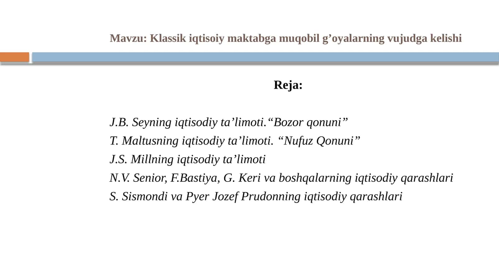 Klassiki iqtisodiy ta'lim 1