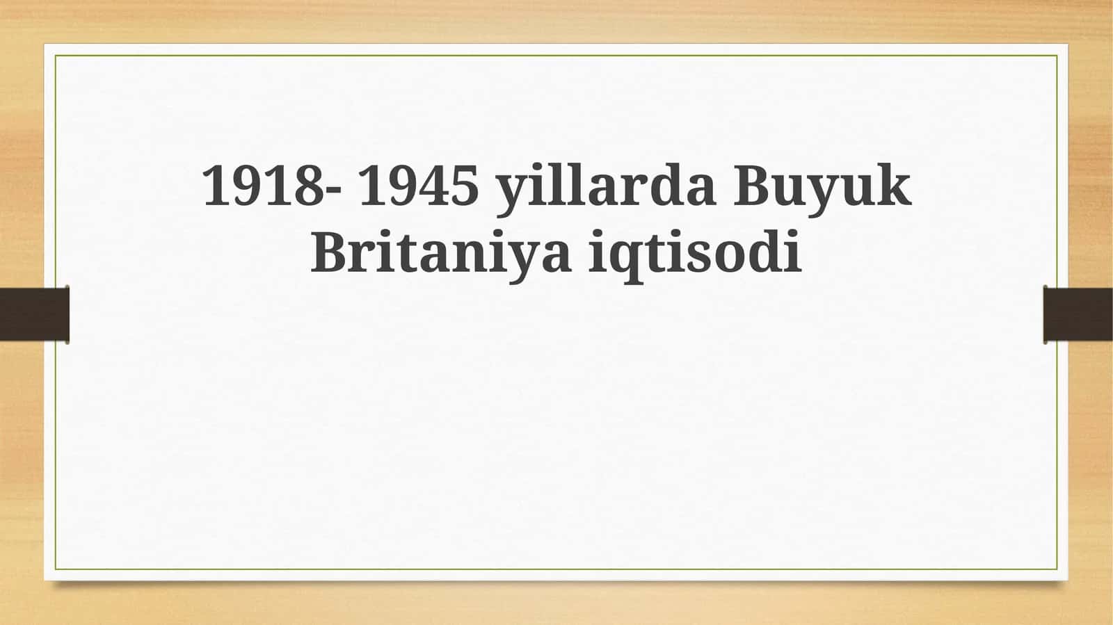 Birinchi va Ikkinchi Jahon Urushlari O'rtasidagi Iqtisodiy O'zgarishlar 1