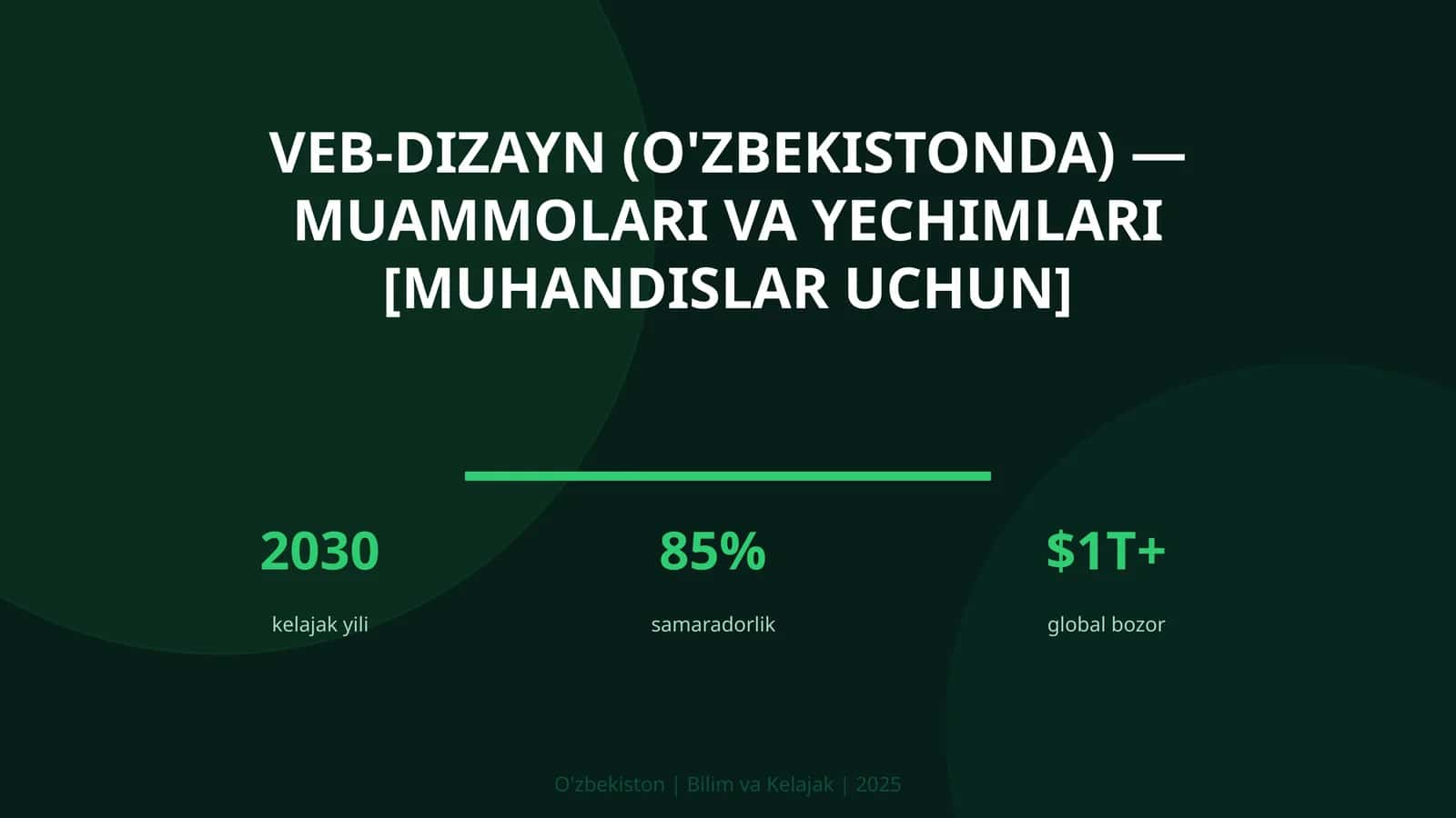 VEB-DIZAYN (O'ZBEKISTONDA) — MUAMMOLARI VA YECHIMLARI [MUHANDISLAR UCHUN] 1