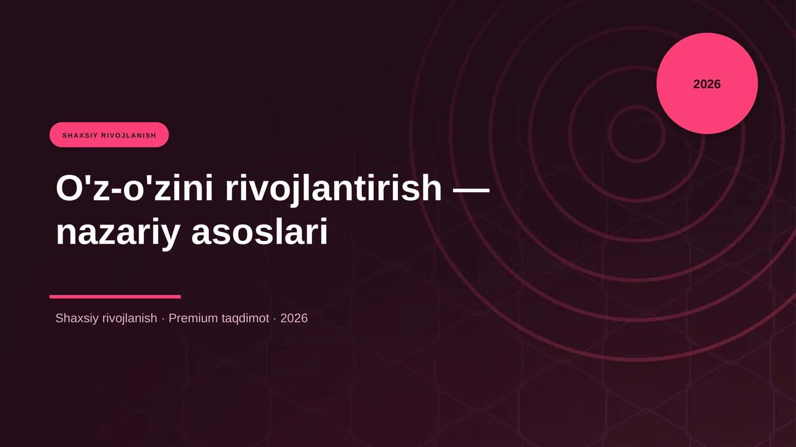 O'z-o'zini rivojlantirish — nazariy asoslari 1