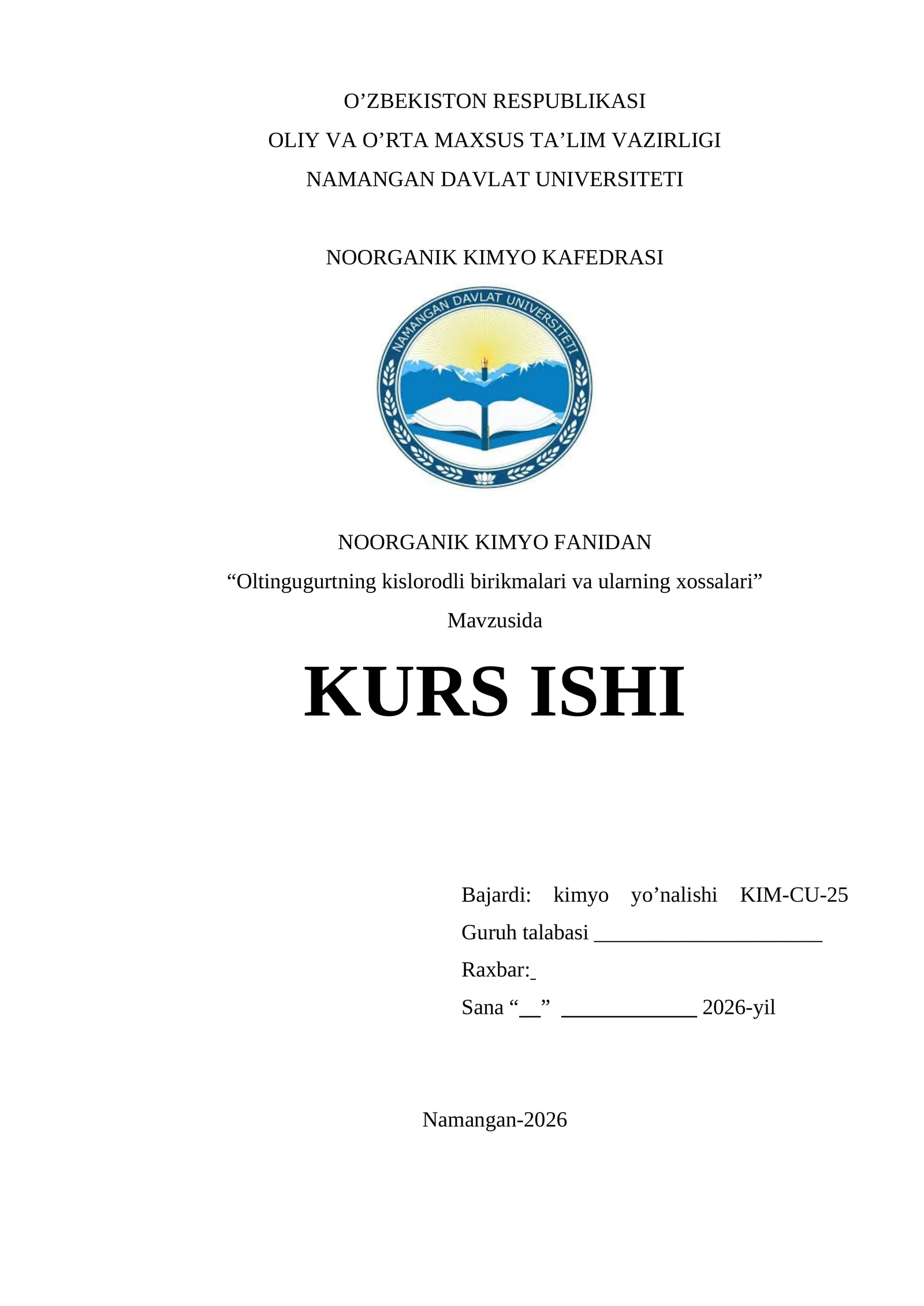 Oltingugurtning kislorodli birikmalari va ularning xossalari 1