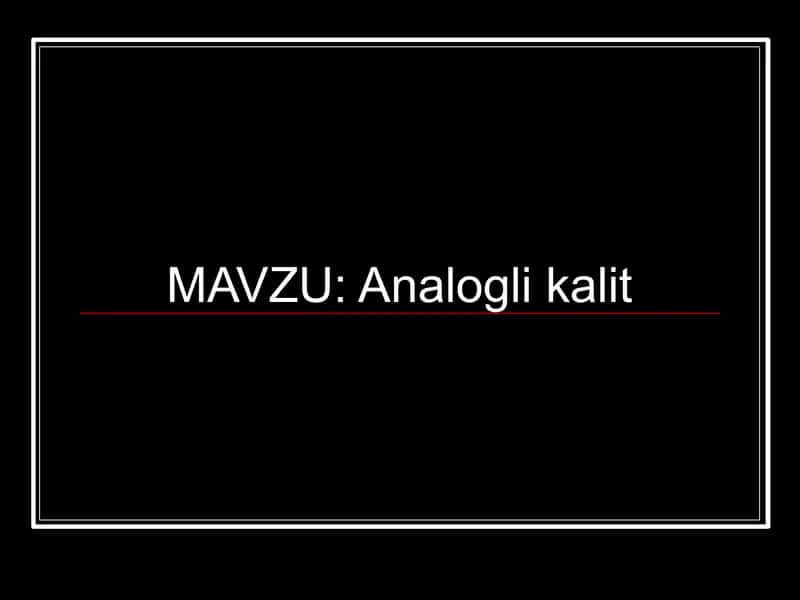 Analogli kalit 1