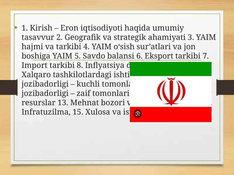 Eron iqtisodiyoti haqida umumiy tasavvur 1