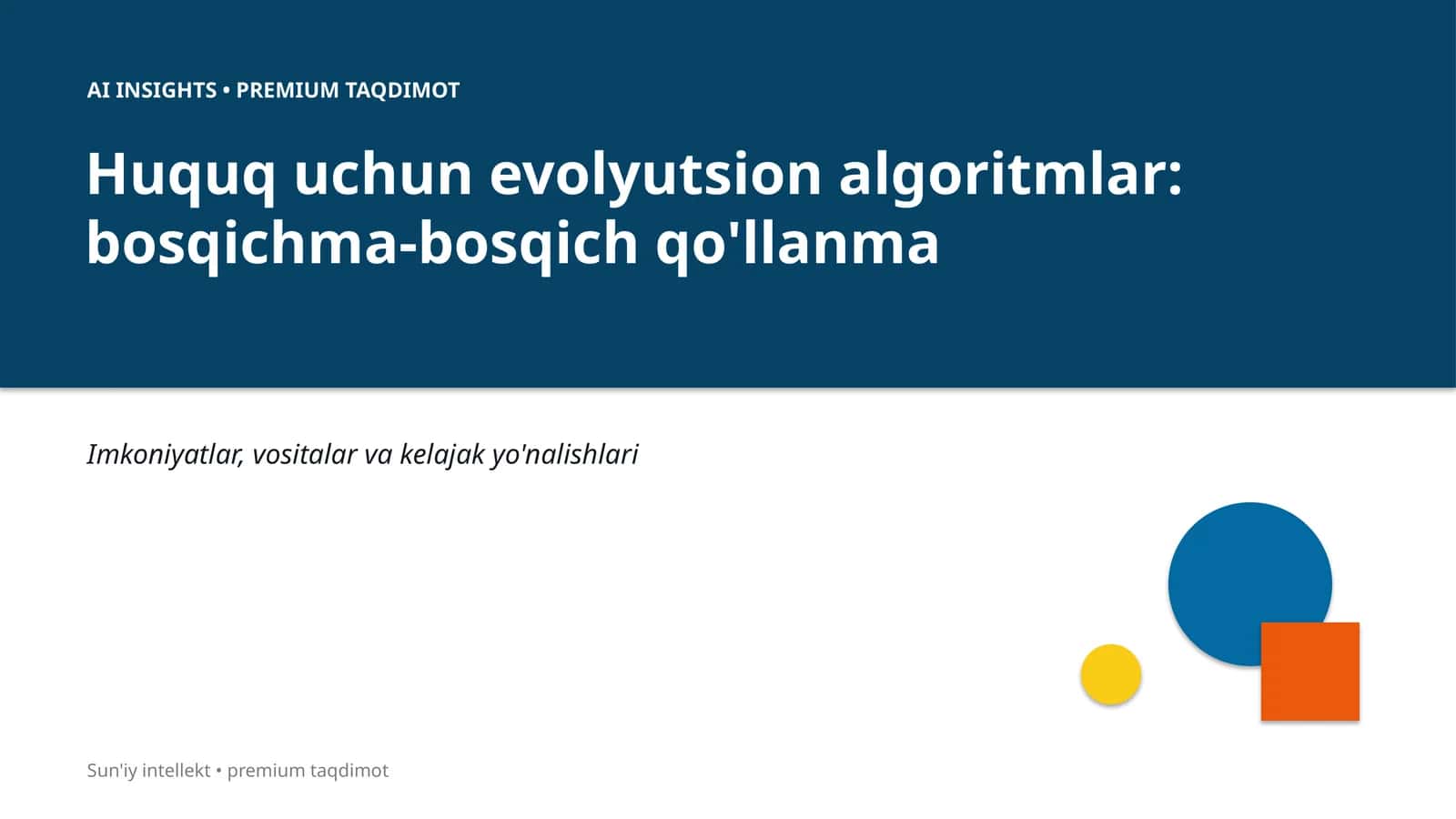 Huquq uchun evolyutsion algoritmlar: bosqichma-bosqich qo'llanma 1