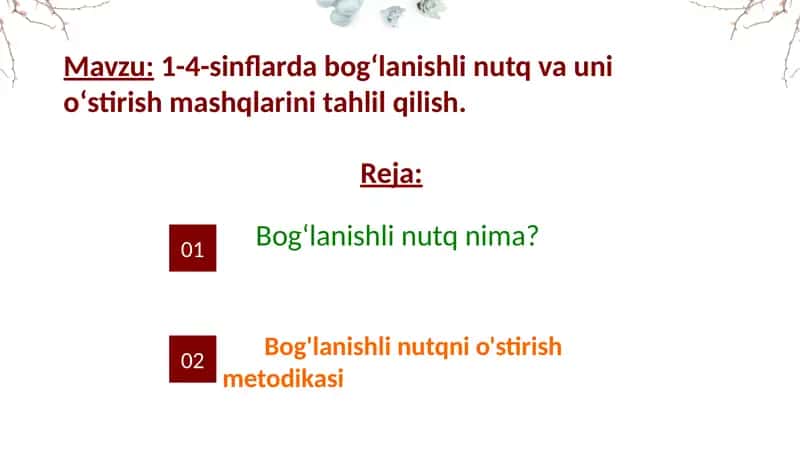 Bog'lanishli Nutqni O'stirish 1