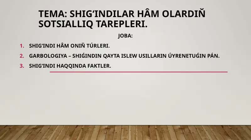Shigʻindilar hâm olardıň sotsialliq tarepleri 1