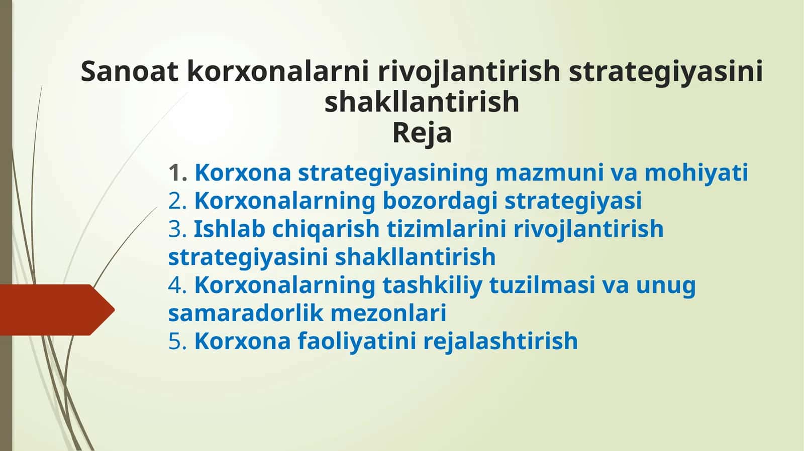 Sanoat korxonalarni rivojlantirish strategiyasi 1