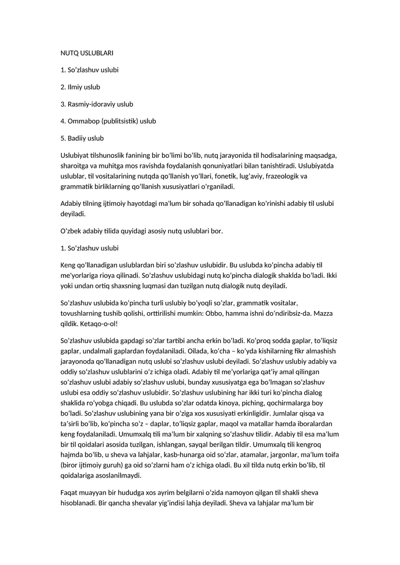 Nutq uslublari 1
