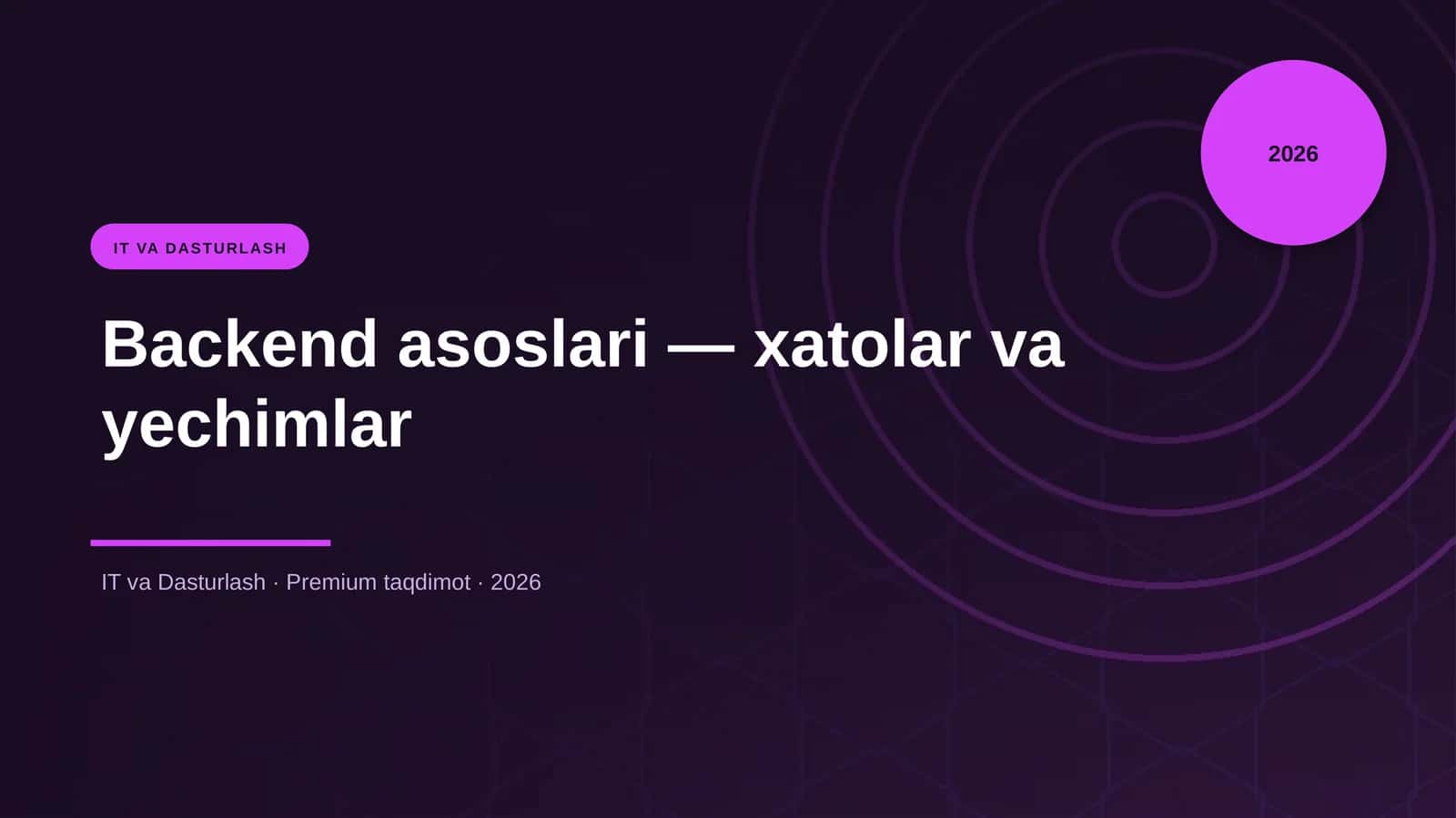 Backend asoslari — xatolar va yechimlar 1