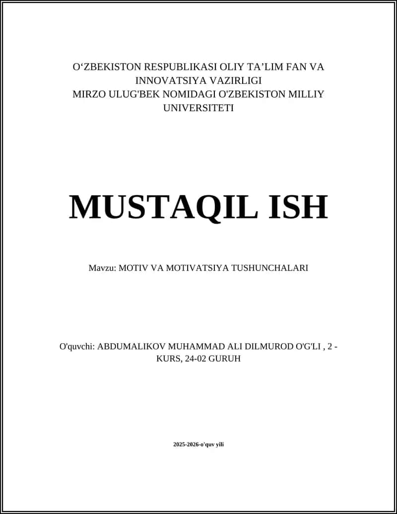 MOTIV VA MOTIVATSIYA TUSHUNCHALARI 1