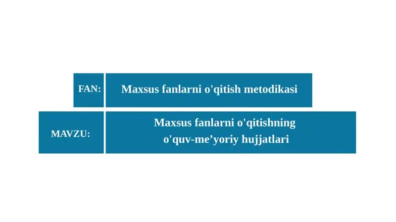 Maxsus fanlarni o'qitishning o'quv-me'yoriy hujjatlari 1