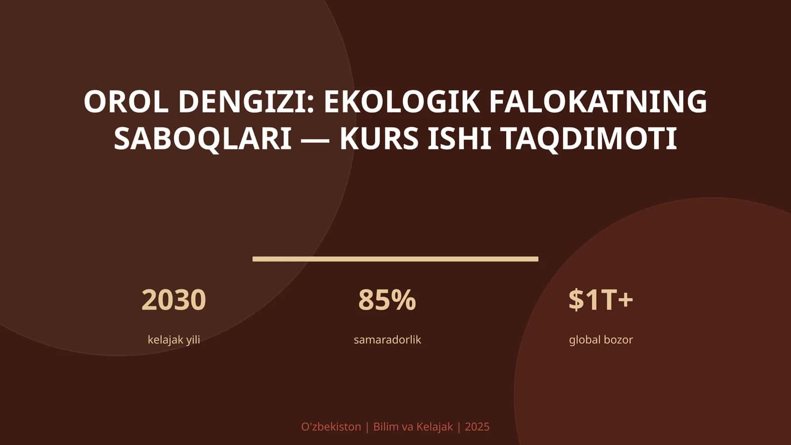 Orol dengizi: Ekologik falokatning saboqlari - kurs ishi taqdimoti 1