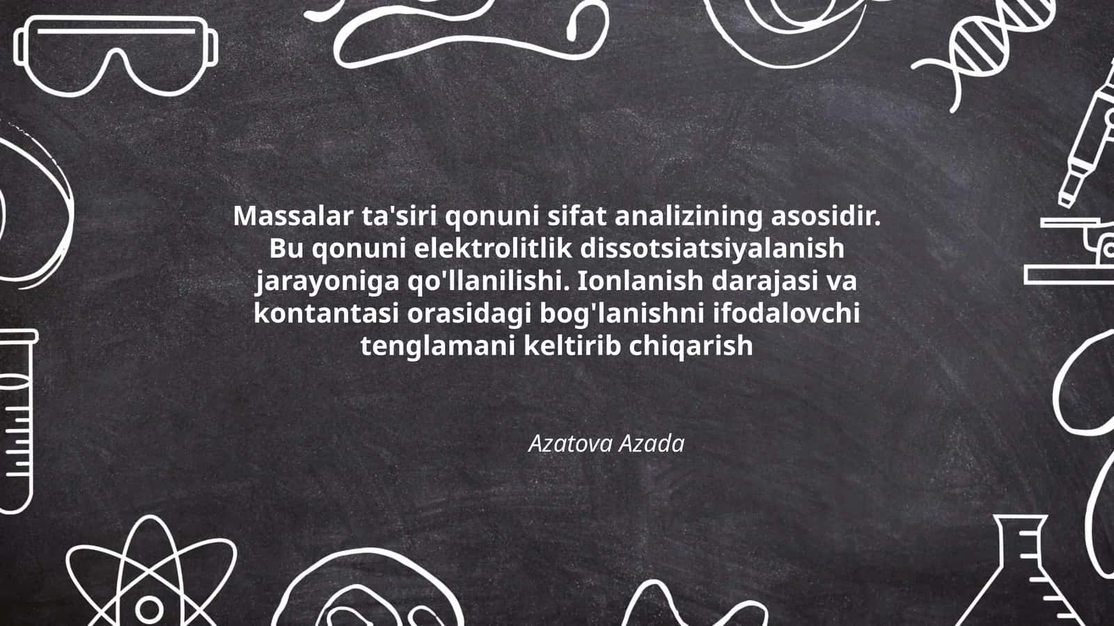 Massalar ta'siri qonuni sifat analizining asosidir 1