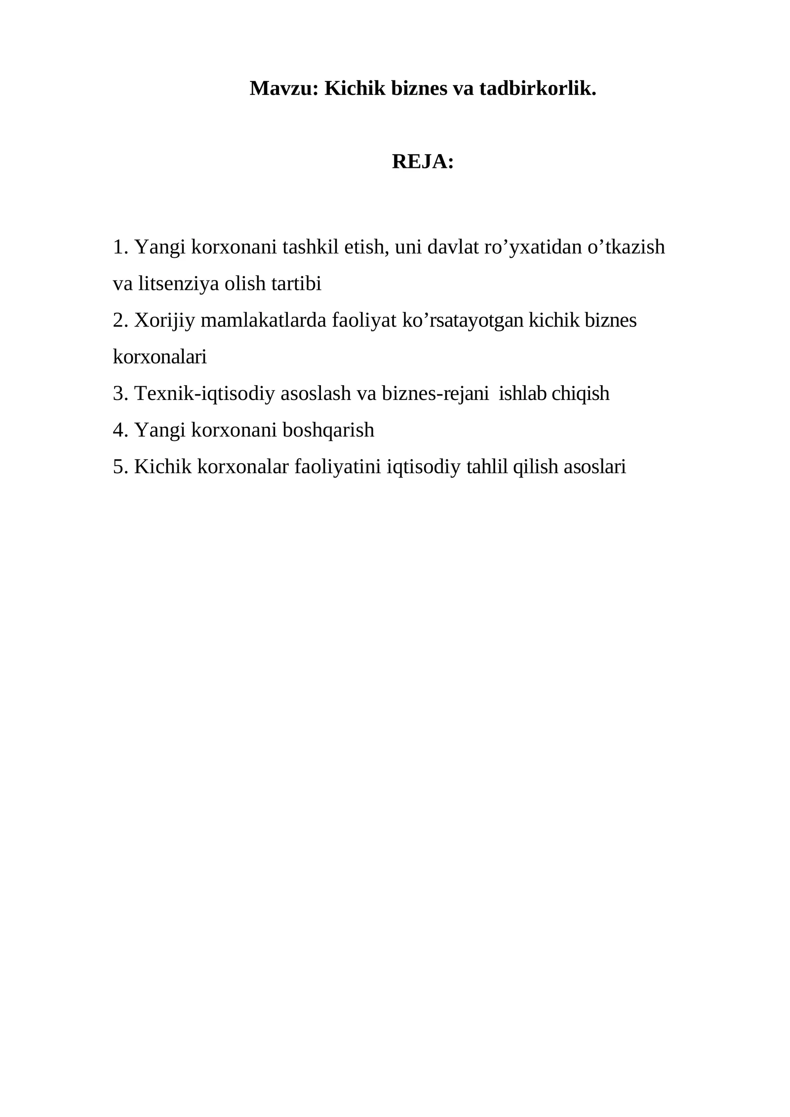 Kichik biznes va tadbirkorlik 1
