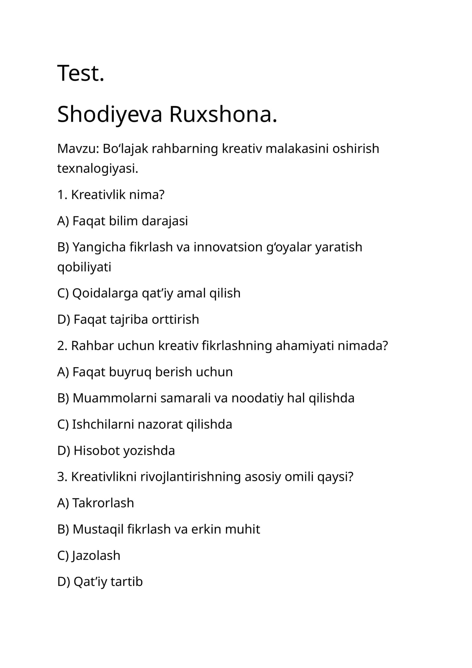 Boʻlajak rahbarning kreativ malakasini oshirish texnalogiyasi 1