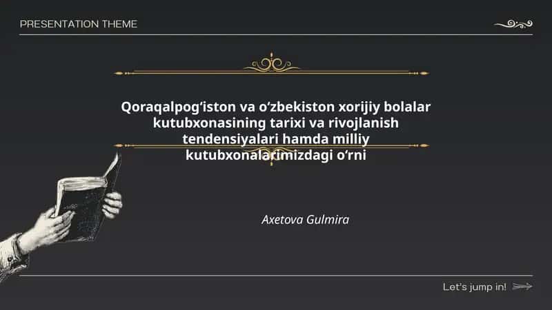 Qoraqalpog‘iston va o‘zbekiston xorijiy bolalar kutubxonasining tarixi va rivojlanish tendensiyalari hamda milliy kutubxonalarimizdagi o‘rni 1