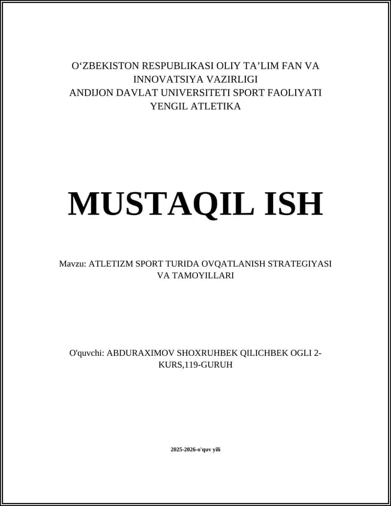 Atletizm sport turida ovqatlanish strategiyasi va tamoyillari 1