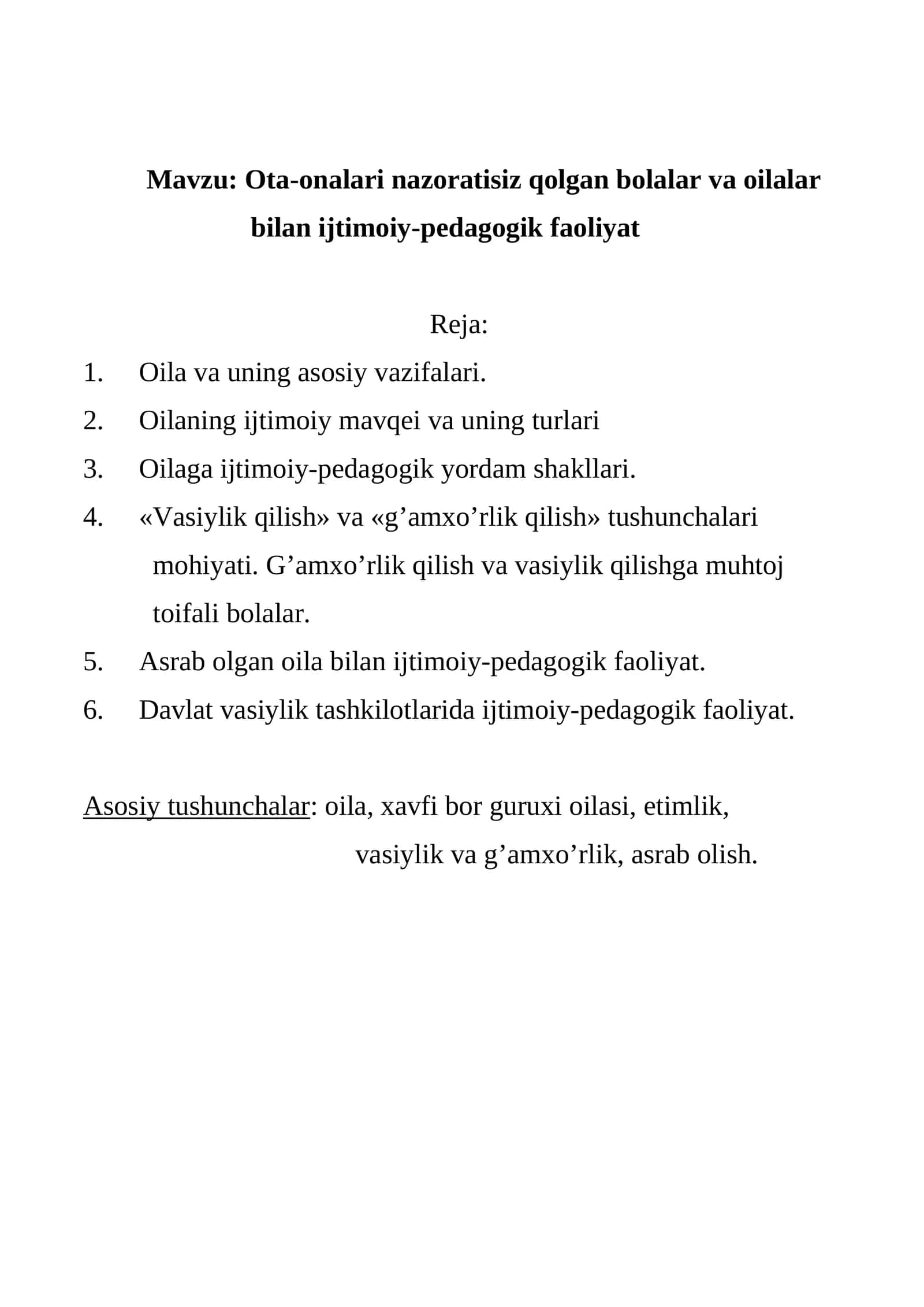 Ota-onalari nazoratisiz qolgan bolalar va oilalar bilan ijtimoiy-pedagogik faoliyat 1
