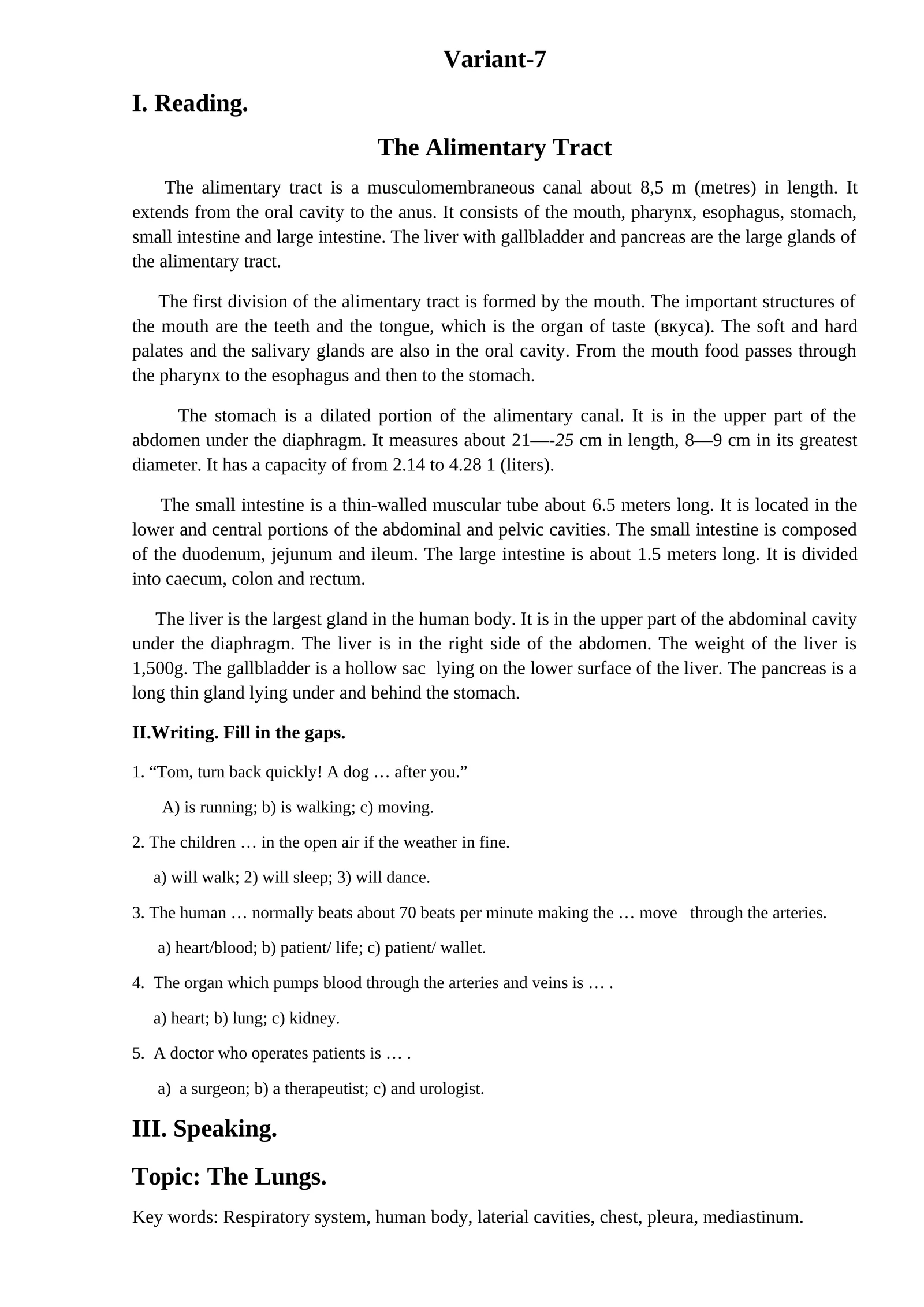 The Alimentary Tract 1